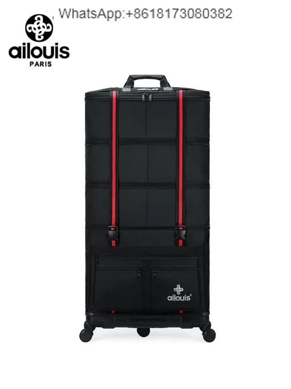 Large capacity 158 air checked luggage for studying abroad, swivel wheels, folding, moving, and travel suitcase