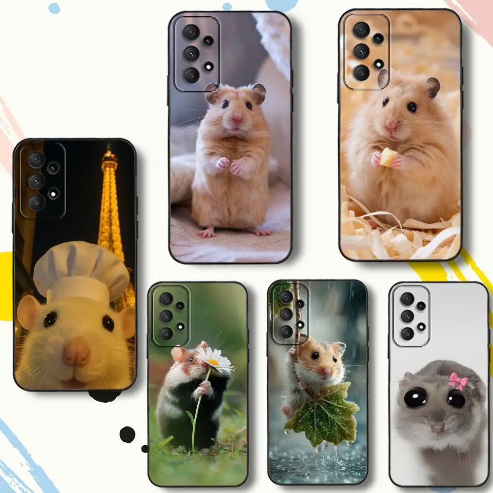 

Fluffy cute H-Hamster Phone Case For Samsung Galaxy A 80,72,73,91,53,22,51,52,5G,Plus,J,Note Soft Black Cover