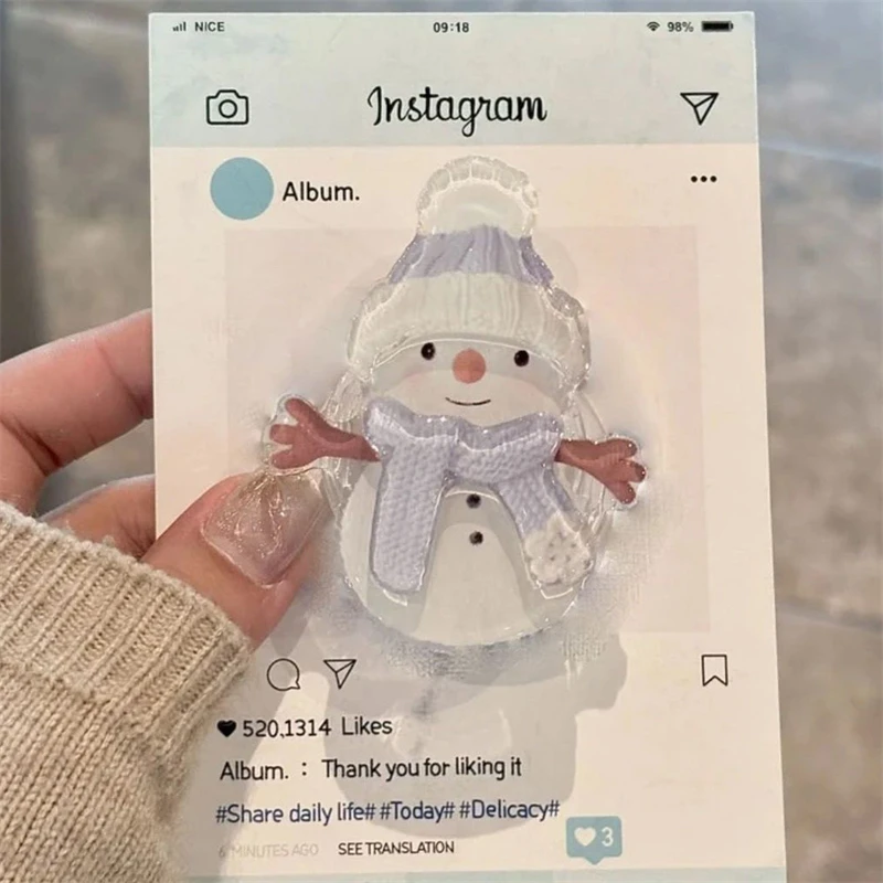 Korean Cartoon Cute Snowman Stand Grip Tok GripTok Holder Ring Finger Ring Support Bracket For iPhone 16 Girl Phone Accessories