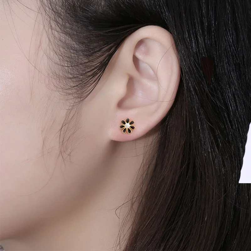 New Lovely Coloful Animal Flower Stud Earrings For Women Girls Stainless Steel Dumbbell Screw Anti-allergy Jewelry Gifts