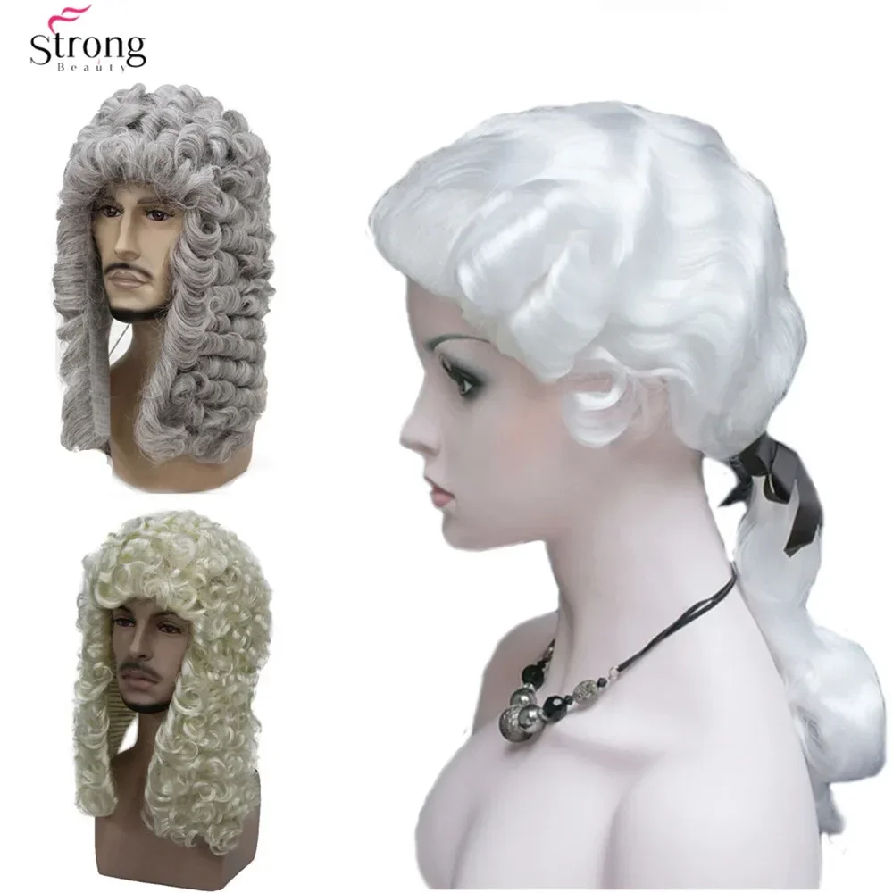 Peluca de juez de abogado StrongBeauty, Cosplay, gran rubia real, juez Colonial, George Washington, peluca de disfraz para hombre sintética