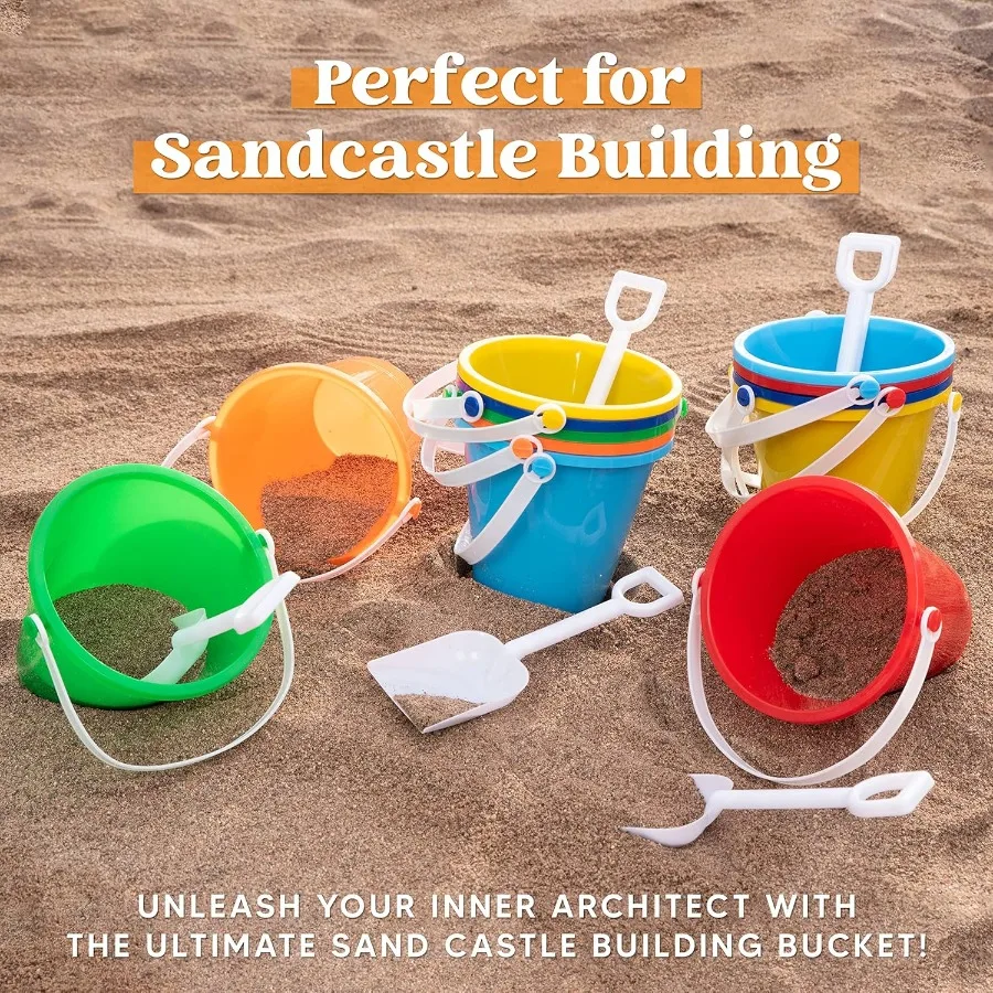 12 ensembles de seaux à sable avec pelles pour enfants, seaux de plage, jouets, cadeaux de fête, seau en plastique avec poignées