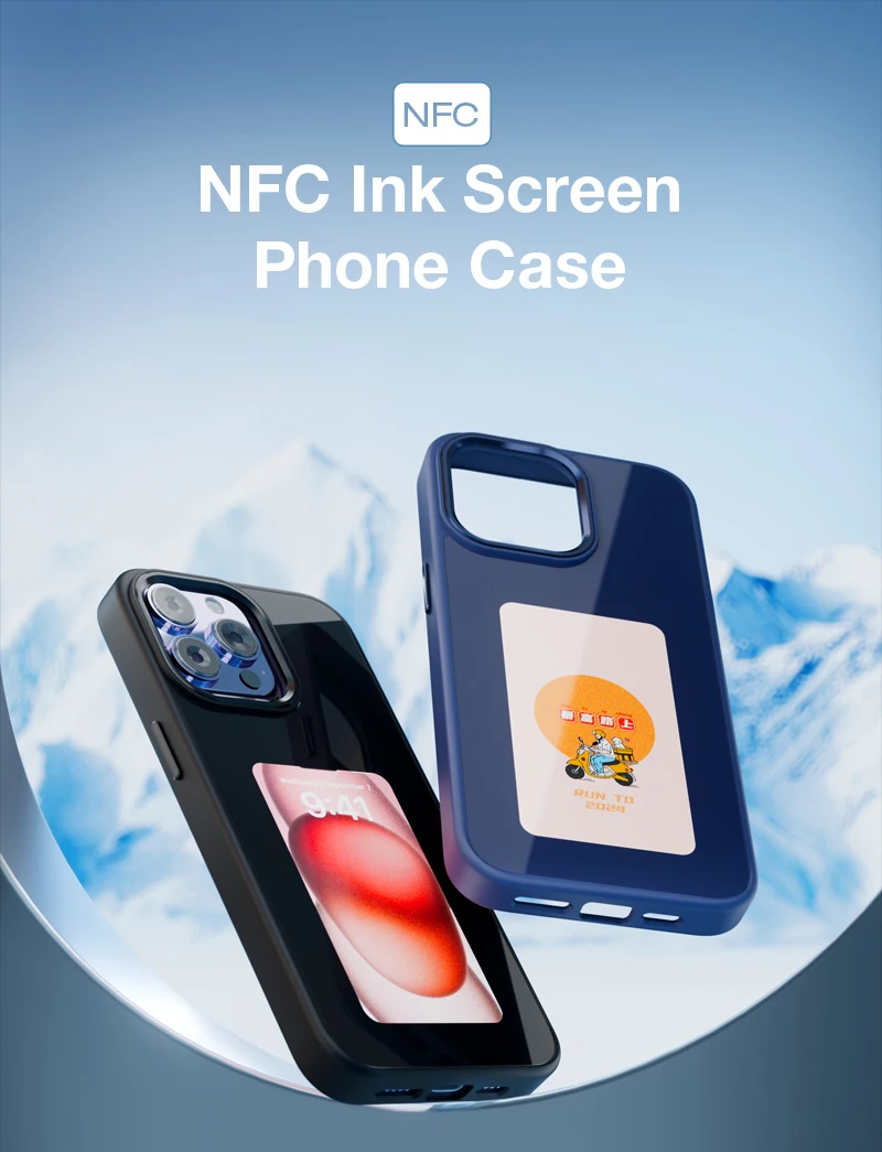 

NFC Function DIY Electronic Ink Case For iPhone 16 15 14 13 Pro max 3.7inch Screen Display Box Wireless Transmission Projection