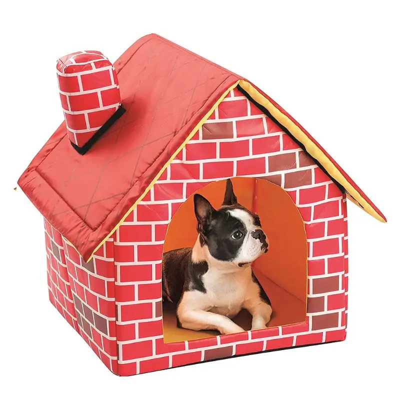Casa para perros con cojín extraíble, plegable para cueva gatos, acogedora cama iglú para perros, tienda campaña lavable y
