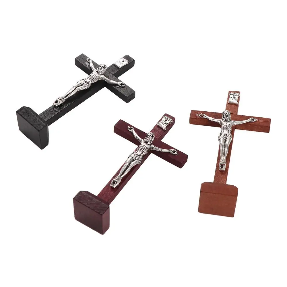 مع الوقوف الخشب الصليب سحر ديني الصلاة الكاثوليكية يسوع الصليب الكاثوليكية خشبية خمر الديكور الديني الكنيسة #1