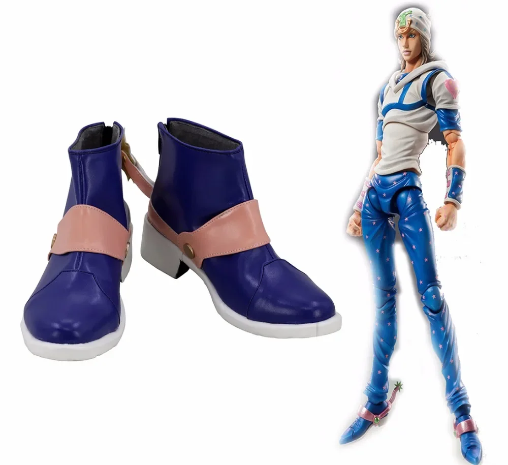 

JoJo's Bizarre Adventure7 Steel.Ball.Run Johnny Joestar Cosplay Boots Blue Shoes Custom Made Any Size