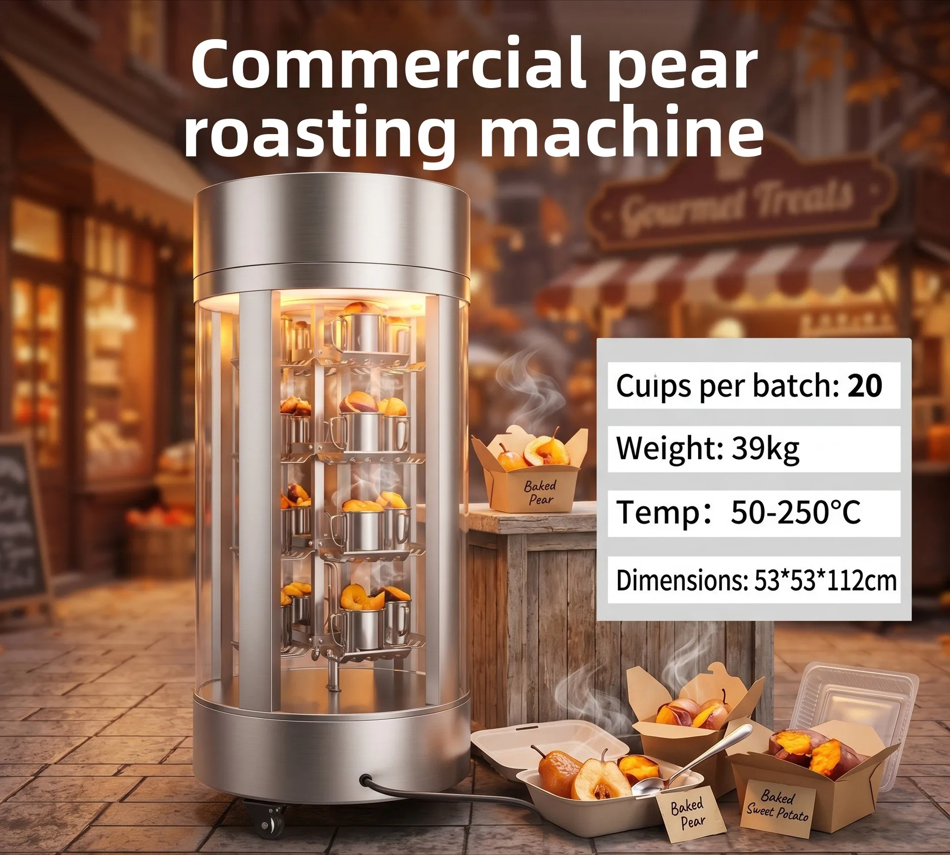 CX Commercial Automatic Pear Roasting Machine Rock Sugar Sydney Roasting Machine Stall Store Multifunctional Pear