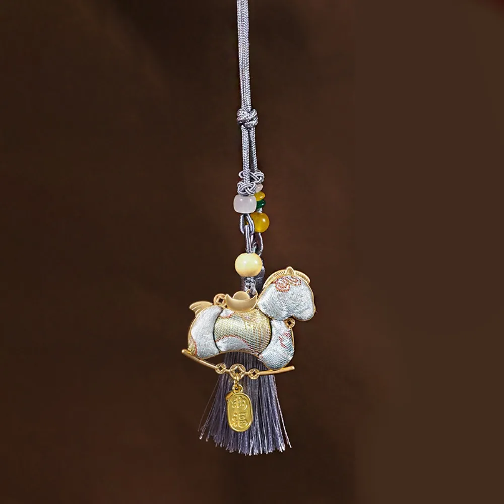 Chinese Style Pony Embroidered Pendant Satin Brocade Horse Hanging Decoration Spring Festival Tassel New Year Horse Pendant