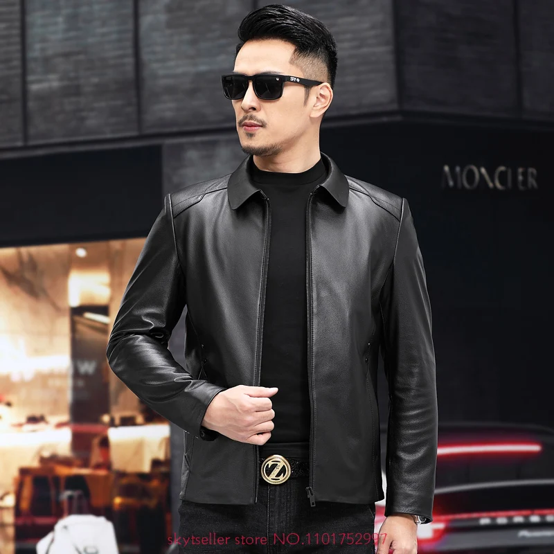 High Quality Genuine Leather Jacket Men First Layer Cowhide coats real leather jacket