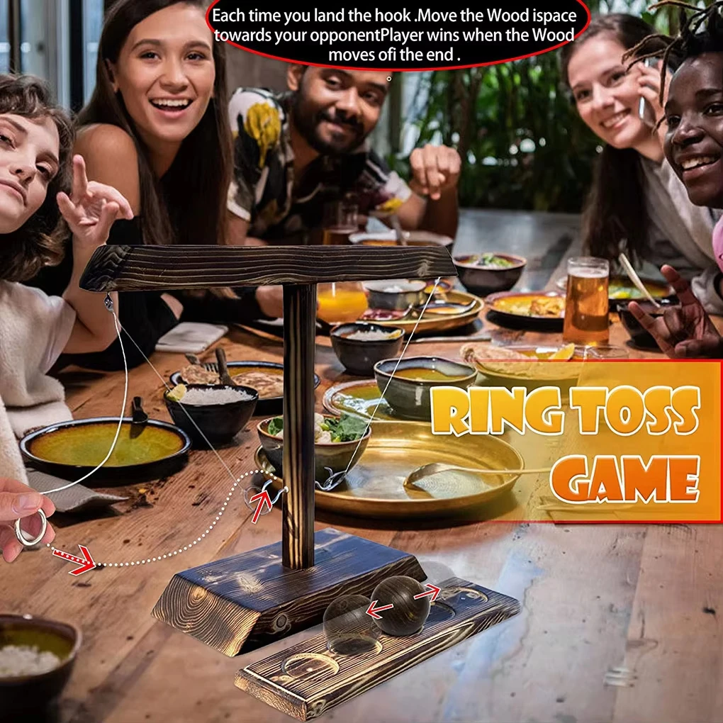 

Montessori Toy Ring Toss Drinking Game Russia Turntable Shot Glass Game Party Toys Ring Toss Hooks Fast-paced Interactive Game