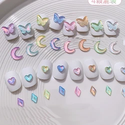 2023 New Butterflies Jewelry Art Decoration Rhinestones Nail MOON Heart Charms 3D Press on Nails Ribbon Parts Accessories