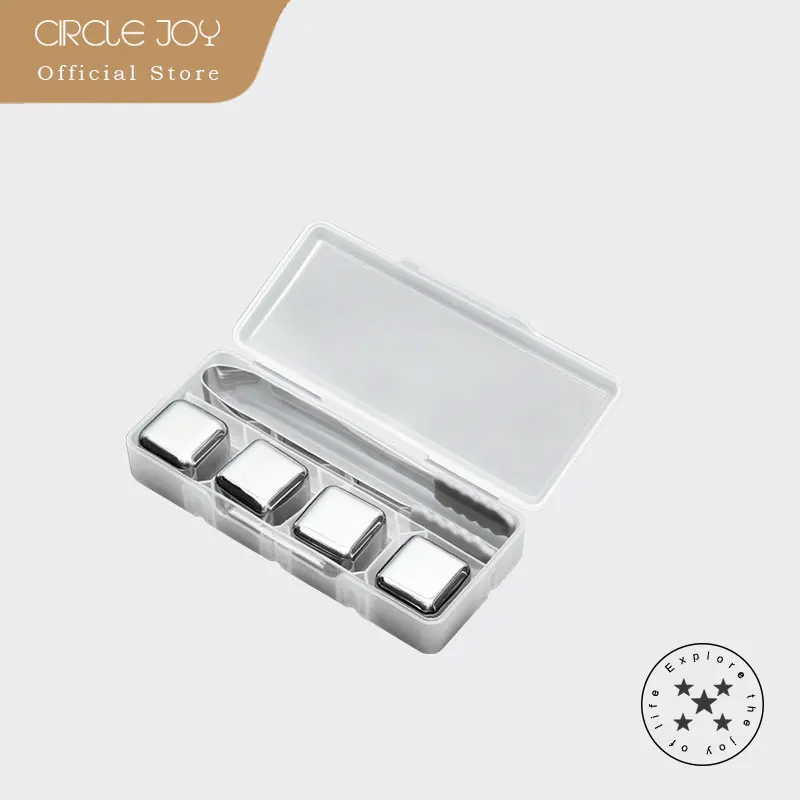 Circle Joy Stainless Steel Ice Cubes Set Reusable Chilling Stones for Whiskey Wine Wine Cooling Cube Chilling Rock Party BarTool