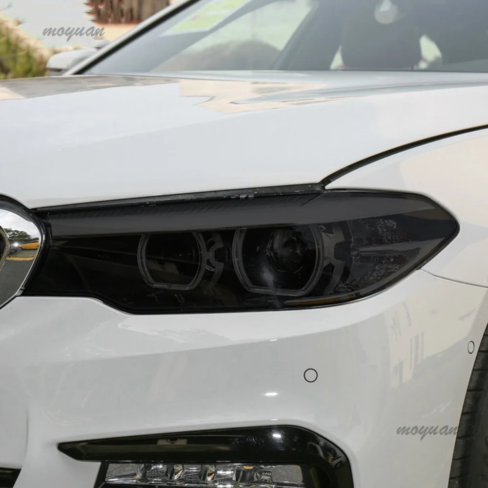2 قطعة سيارة العلوي طبقة رقيقة واقية كشافات شفافة سوداء بولي TPU ملصق لسيارات BMW 5 سلسلة GT F07 F10 F11 G30 G31 اكسسوارات