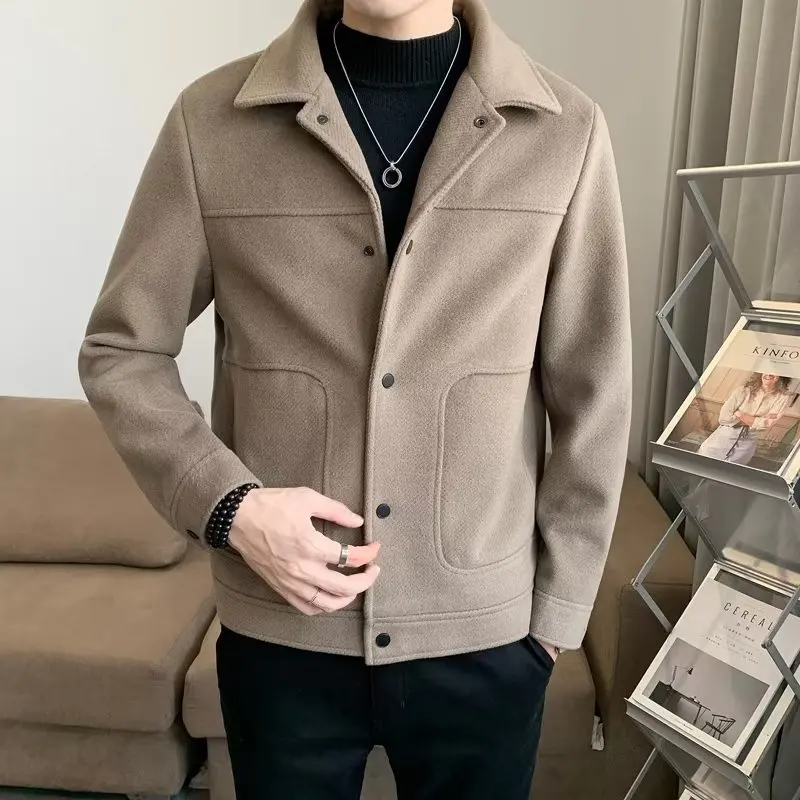 2025 Men's Autumn New Solid Color Formal Business Men's Edition Jacket Collar Fit Single Breasted Men's Coat Without Hat