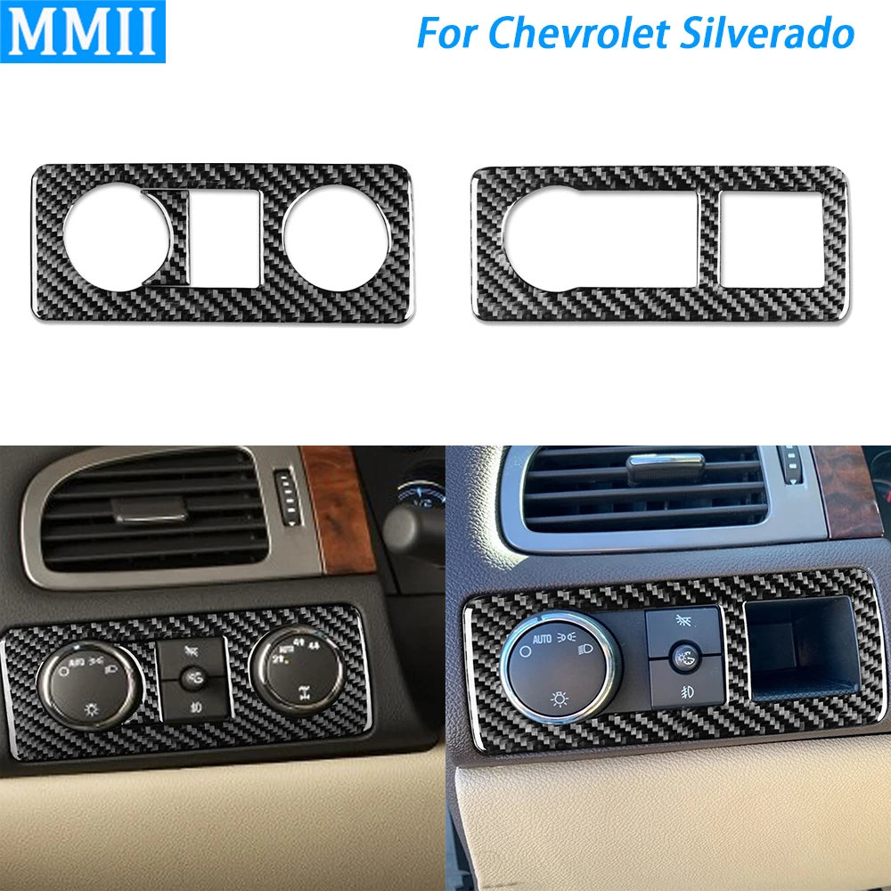 

For Chevrolet Silverado Tahoe GMC Avalanche LTZ Sierra SLT 07-13 Carbon Fiber Headlight Switch Panel Cover Car Interior Sticker