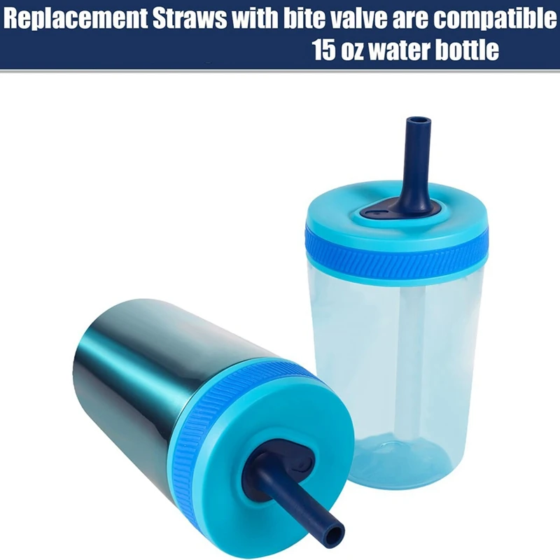 4PCS Replacement Straws Parts With Bite Valve For Zak Designskelso 15 OZ, With 1 Brush Reusable Kids Cup Replacement Straws