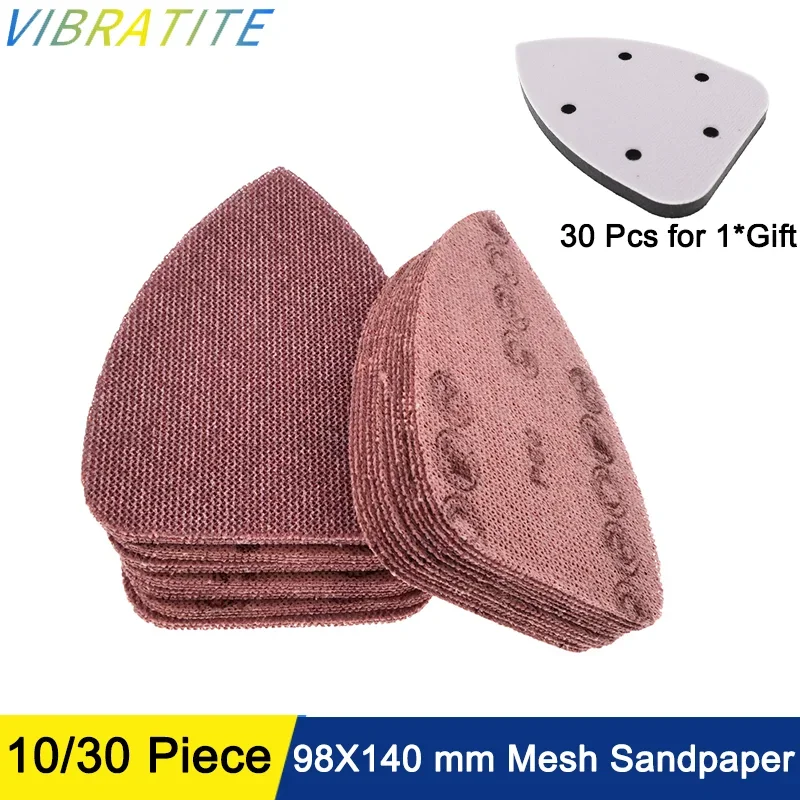 98X140X140 mm Mesh Sandpaper 10/30 pcs Assorted 60-1000 Grits 977A+ Hook and Loop for Polishing and Sanding Drywall Wood Metal