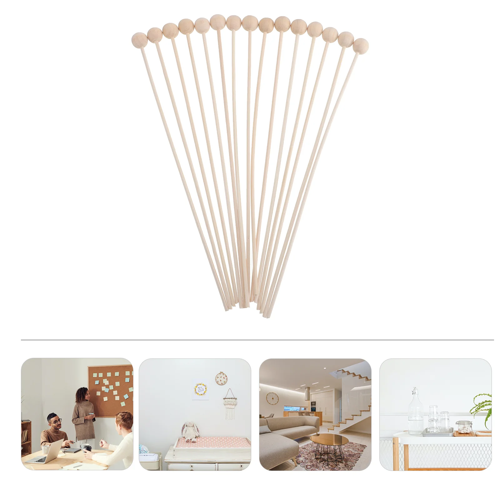 15 Pcs Aromatherapy Rattan with Wooden Beads Liquid Aromas Diffuser Sticks Natural Fragrance Room Relaxation Perfume