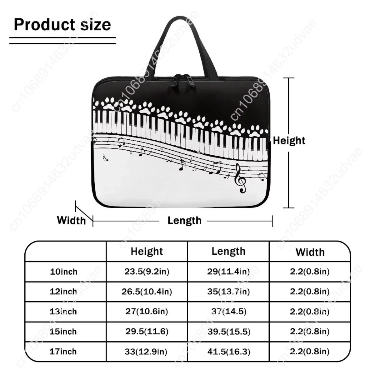 2023 Travel Universal Portable Tablet Bag Music Note Piano Creative Dog Paw Design Laptop Bag Computer PC Carry Case Cover Pouch