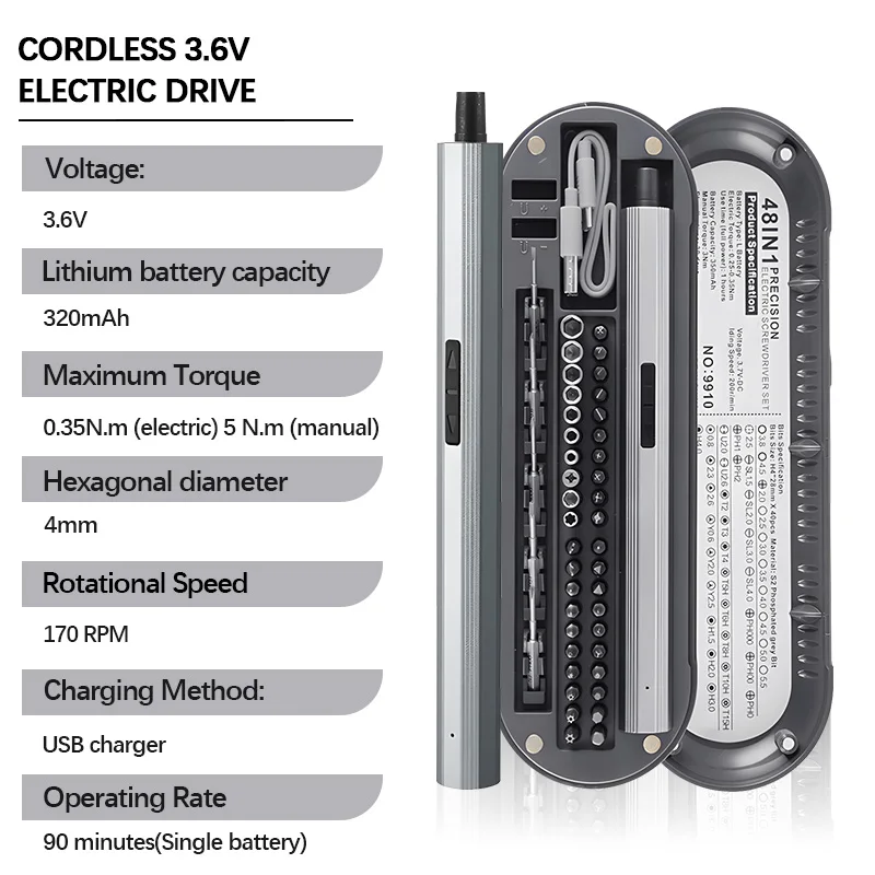 Electric Goddess 48 in 1 Electric Screwdriver Rechargeable Cordless Magnetic Bits Repair Household Precision Set Power Tool Kit