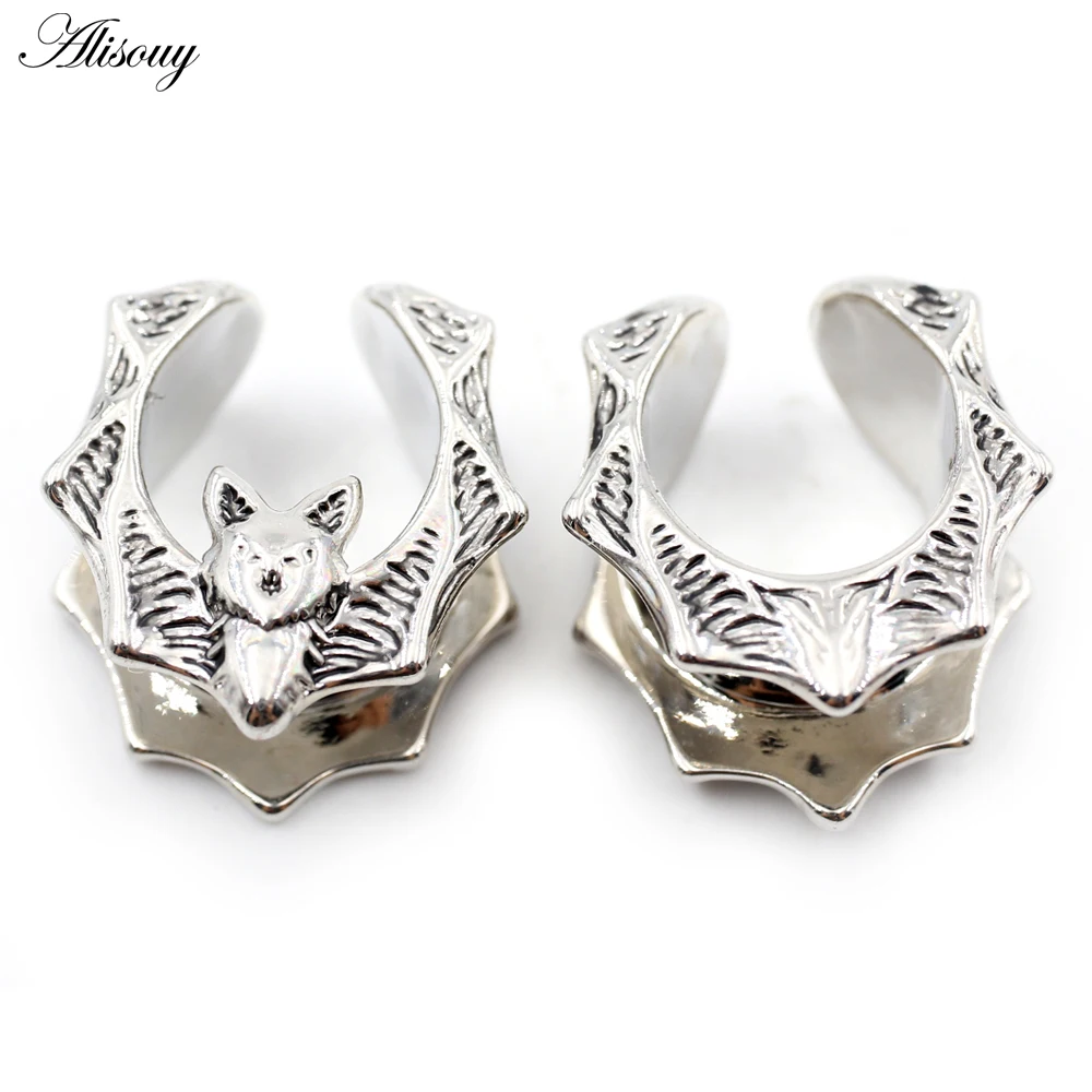Alisouy 1PC Copper Dung Beetle Flower Bat Wing Saddle Ear Tunnel Plugs Expander Stretcher Gauges Earrings Piercing Body Jewelry