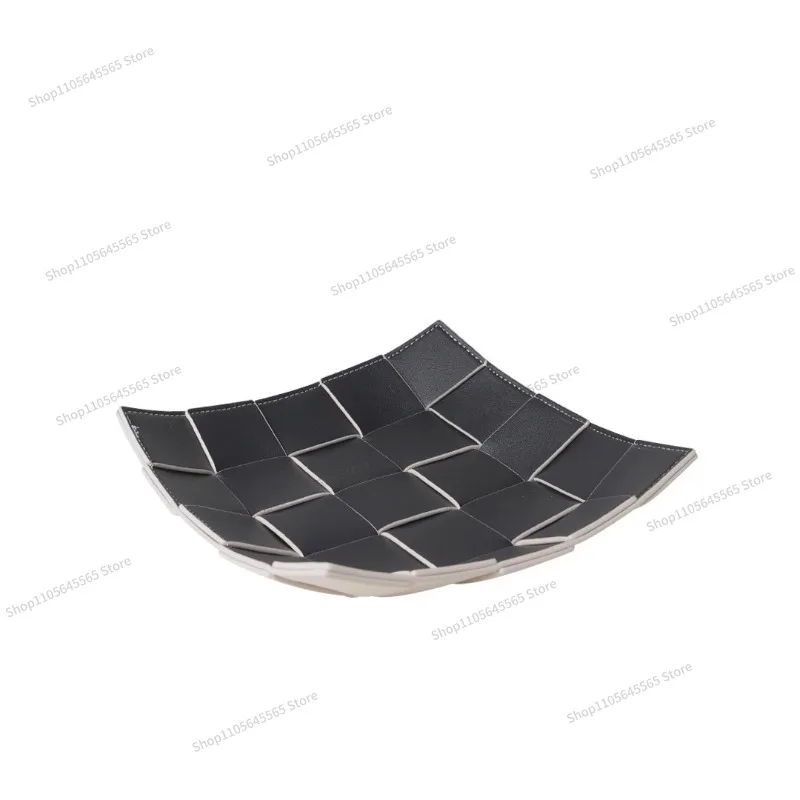 For Two Tone Leather Tray Creative Home Coffee Table Storage Tray Makeup Decoration Storage