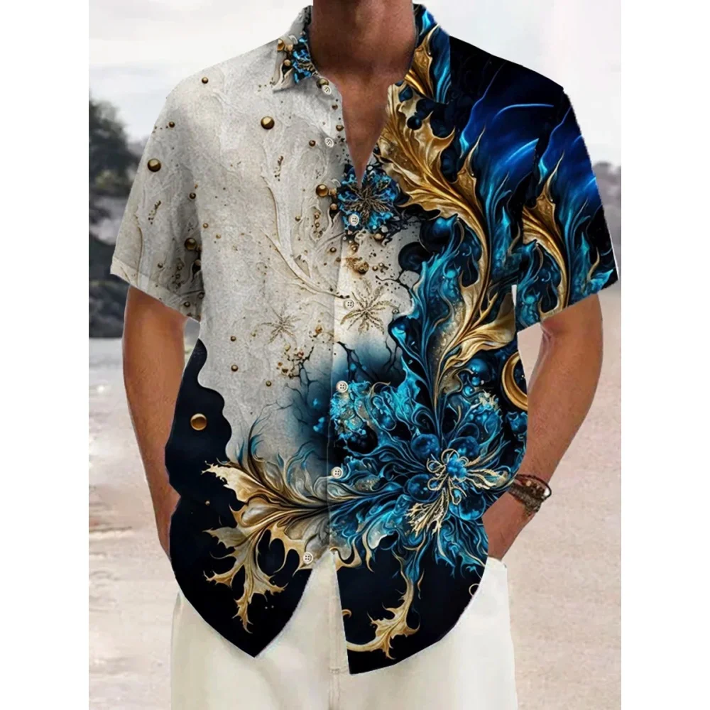 Men\'s Shirt Summer Casual Fashion Short Sleeved Shirt For Men Loose Breathable Hawaiian Shirt Man Casual Men\'s Clothing Top