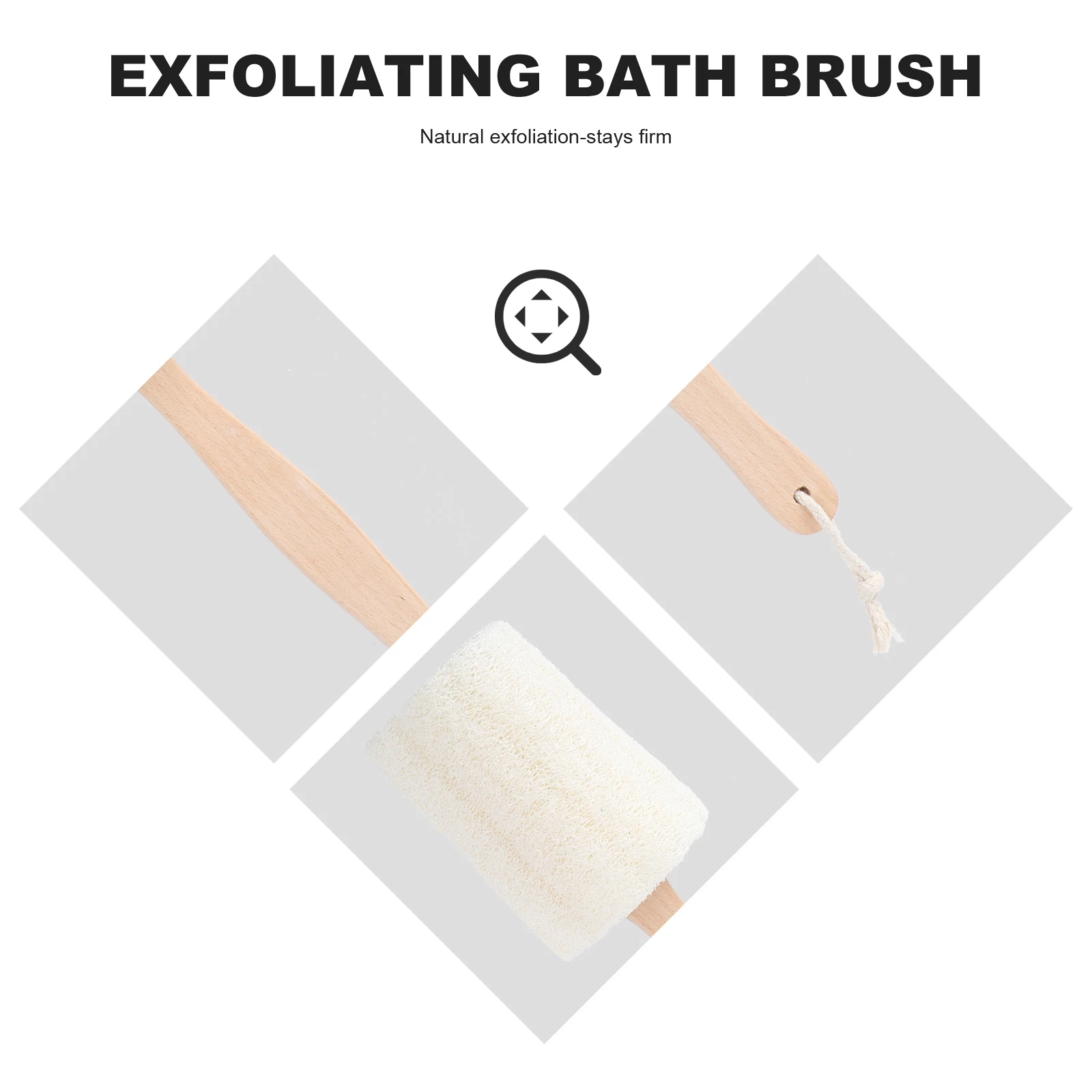 Spazzola per la schiena in luffa Manico lungo in legno Spugna per doccia esfoliante naturale per il corpo da bagno Corda per appendere ad asciugatura rapida Bagno domestico