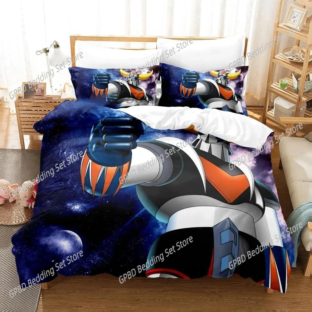Cartoon Goldorak Grendizer UFO Robo Bedding Set 3D Printed Suitable for Bedroom Duvet Cover Set With Pillowcases Home Textile