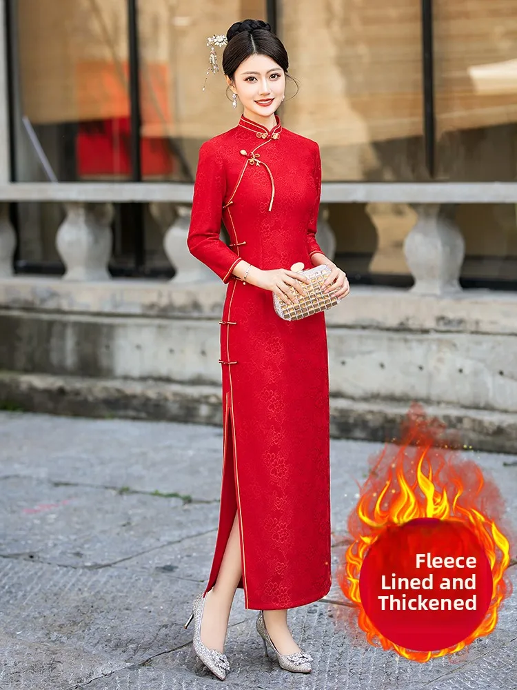 

Red Wedding Guest Women's Winter Fce Lined Ceremony Meeting Return Home Host Award ow Welcome Ba Outfit