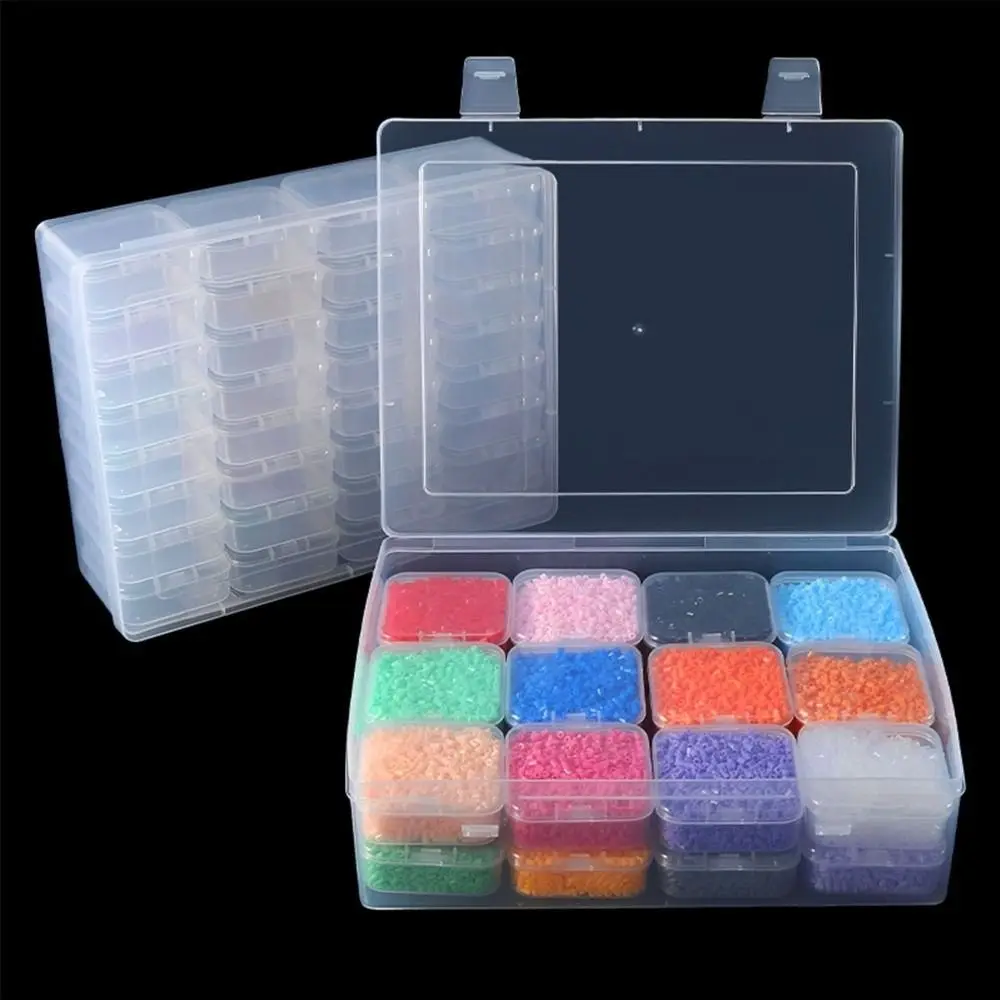 New Clear Perler Beads Storage Boxes Large Capacity DIY Beads Storage Containers Square Transparent Lid Transparent Storage Box