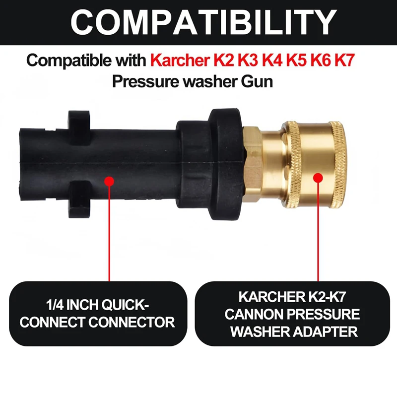 Pressure Washer Gun Adapter to 1/4\'\' Quick Connect Female Fitting Only Compatible Karcher K2, K3, K4, K5, K6, K7 Foam Gun Parts