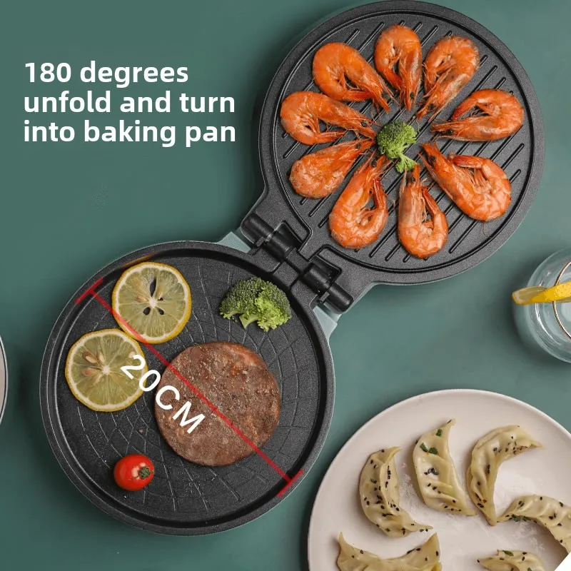 220 فولت المنزلية المزدوجة الجانب التدفئة الكهربائية كريب صانع المنزل مقلاة خبز كهربائية ، 20 سنتيمتر قطر البيتزا صانع كب كيك للإفطار