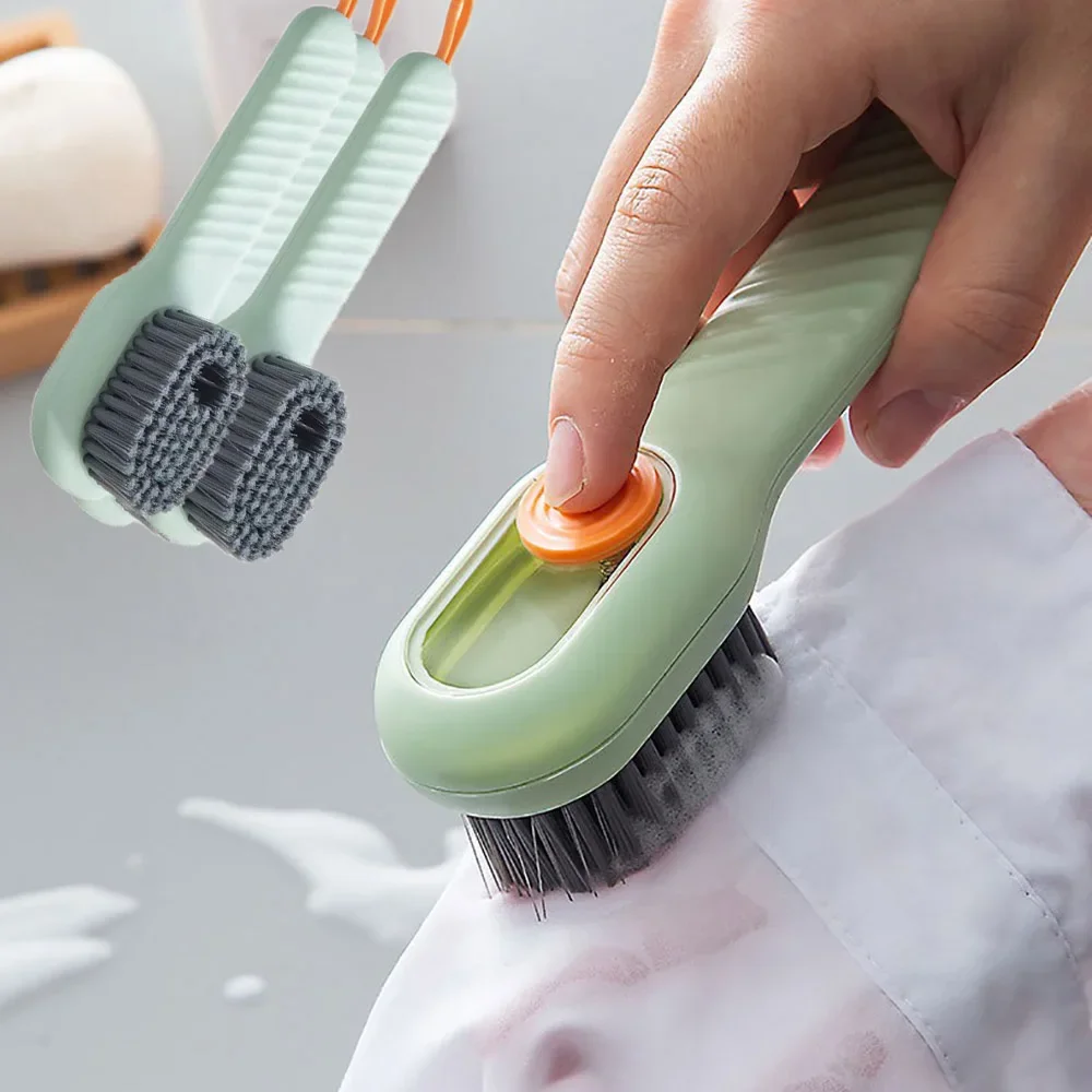 Brosse à chaussures à pression liquide, à poils doux, multifonctionnelle, pour chaussures, vêtements, nettoyage quotidien de la maison