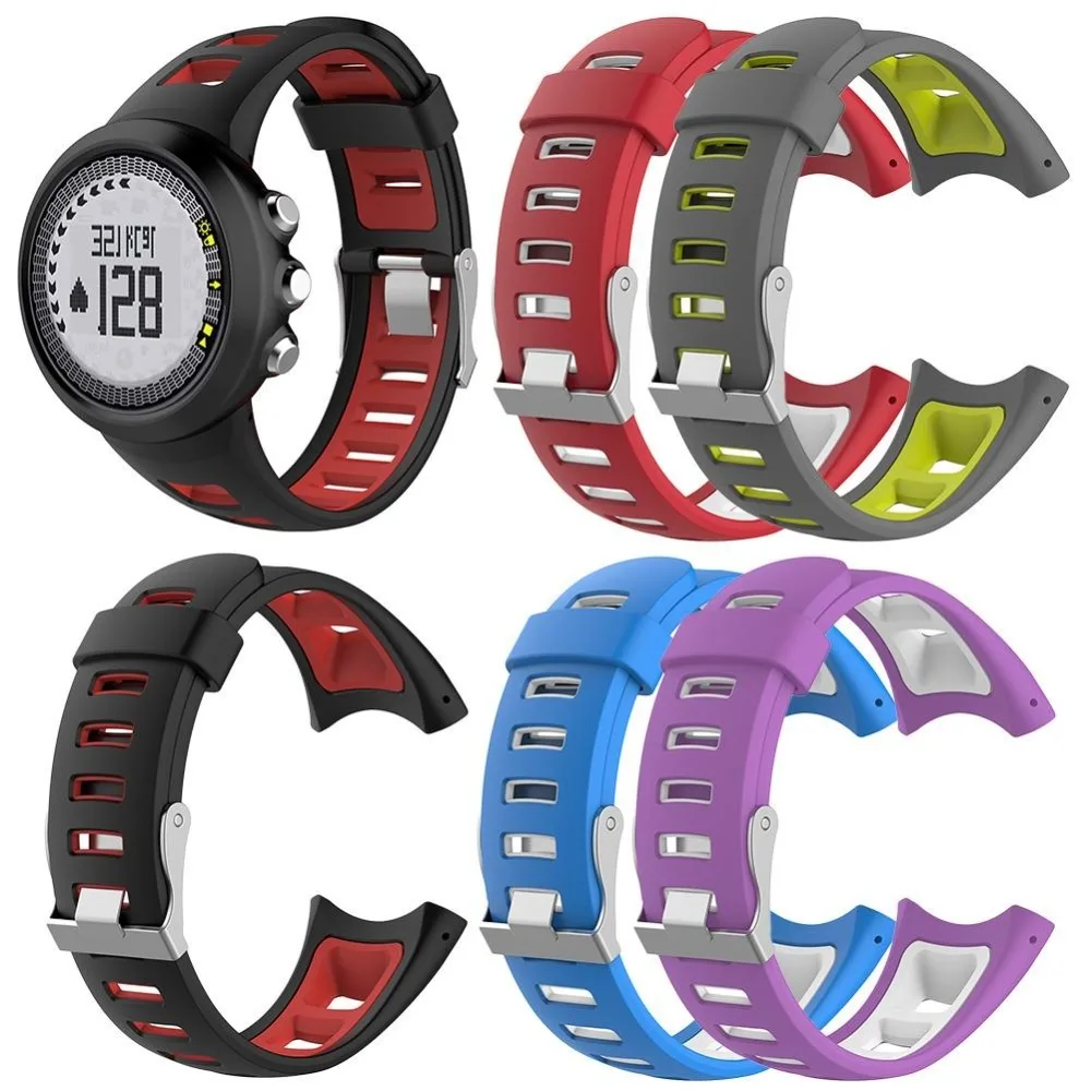 Dual Color Silicone Band For SUUNTO Quest M1 M2 M4 M5 M Series Smart Watch Replacement Wristband Watch Straps Correas For Men