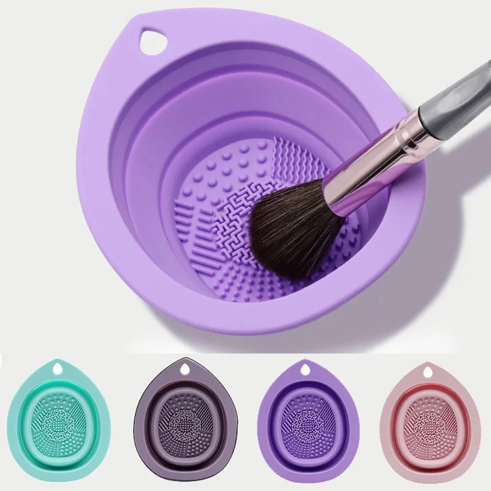 Silicone Makeup Brush Cleaner Folding Powder Puff Cleaning Bowl Eyeshadow Brushes Washing Soft Mat Beauty Tools Scrubber Box