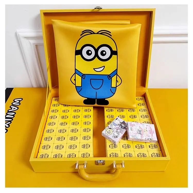 Despicable Me Minions Cartoon Cute Hand Rubbing Mahjong Creative Kawaii Family Party Entertainment Toy 40 42 Mahjong Set Gift