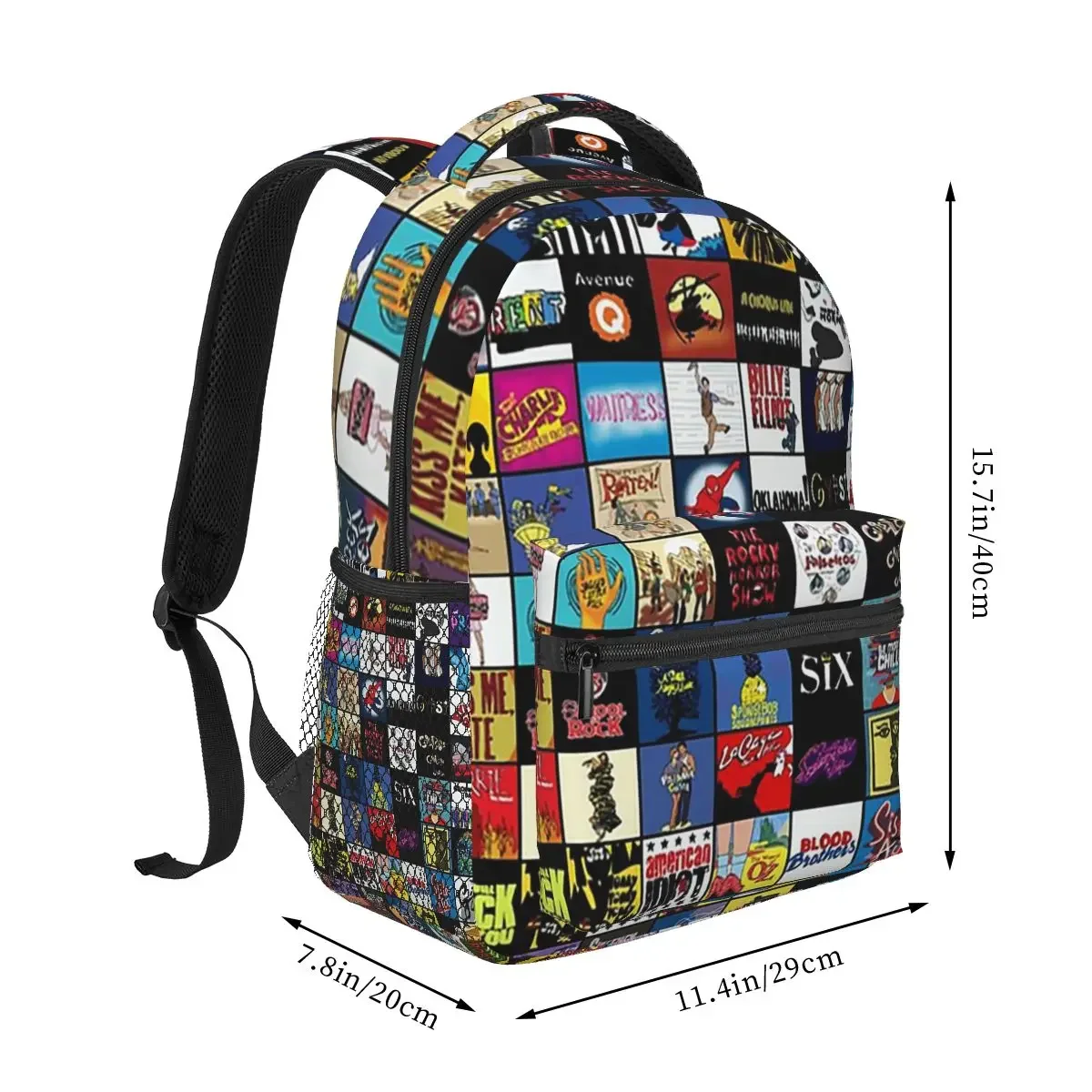 Broadway Musical Theatre Logos - Hand Drawn Backpacks Boys Bookbag Children School Bags Cartoon Travel Rucksack Shoulder Bag