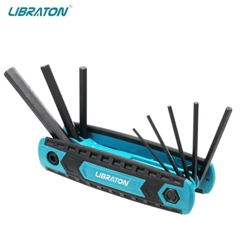 LIBRATON 접이식 알렌 렌치 세트, 메트릭 알렌 키 세트 도구, 가정용 수리용 휴대용 육각 키 세트, 일반 응용 프로그램, 8 in 1