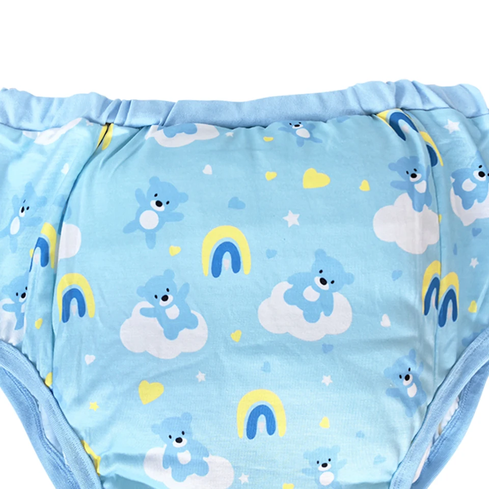 Adult ABDL Cloth Diapers With Padding Inside Study Panties DDLG Cartoon Print Cotton Nappy Briefs Reusable Washable Underweaer