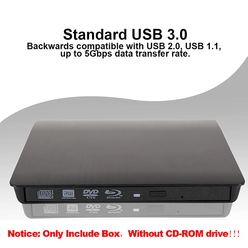 Non Slip USB 3.0 SATA External DVD CD-ROM RW Player Optical Drive Enclosure Case