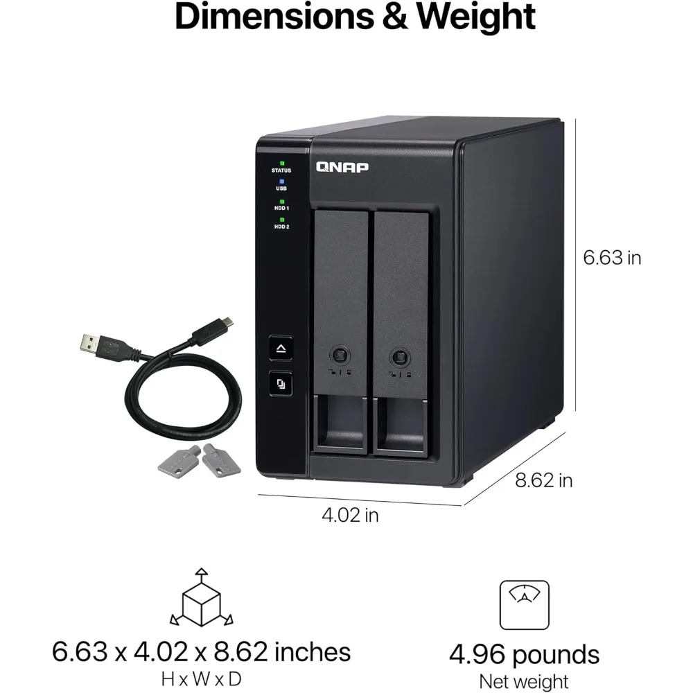 أثاث خارجي/ أسود، TR-002-A-US 2 Bay USB Type-C مساحة تخزين مرفقة مباشرة (DAS) مع الأجهزة RAID (بدون أقراص)، سهلة الاستخدام