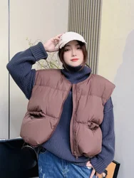 Winter Women's Down Waistcoat Fashion Sleeveless Parka Loose Round Neck Warm Coat 2024 New Thickened Duck Down Bread Down Jacket