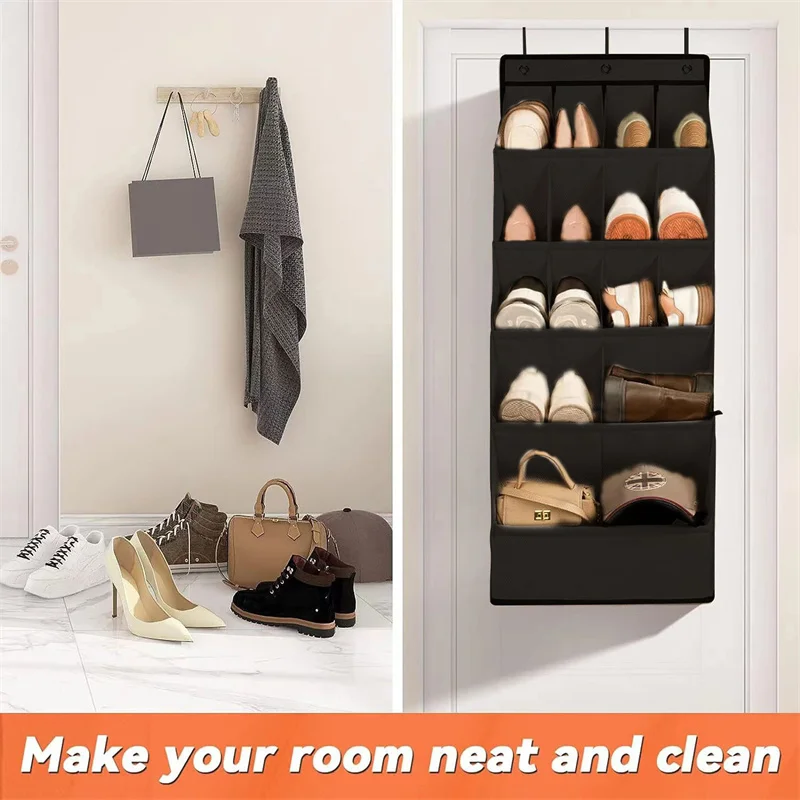 

15 Pockets Over The Door Shoe Organizer Window Wall Mount Closet Clothes Organiser Hanging Shoe Rack Holder Tidy Space Saver