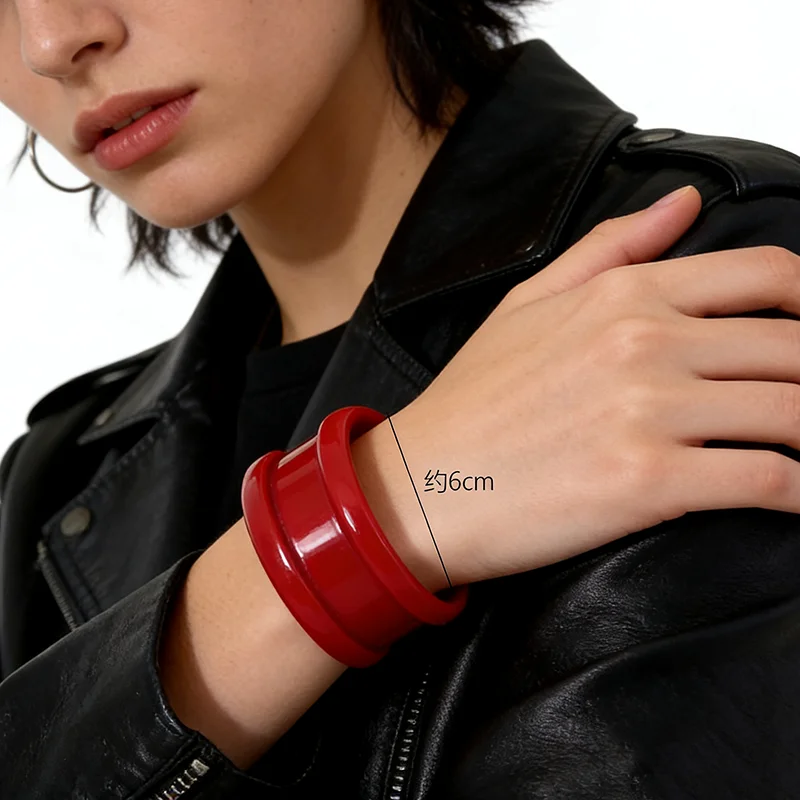 Wide open cuff bangles for women resin statement bangles red white punk cool jewelry new in 2026