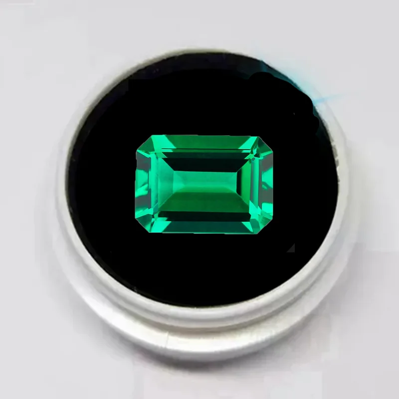 Brilliant Created Emerald Green 12x16mm Emerald Cut Loose Gemstone For Silver Mounting Rings Diy Jewelry Fine Cutting