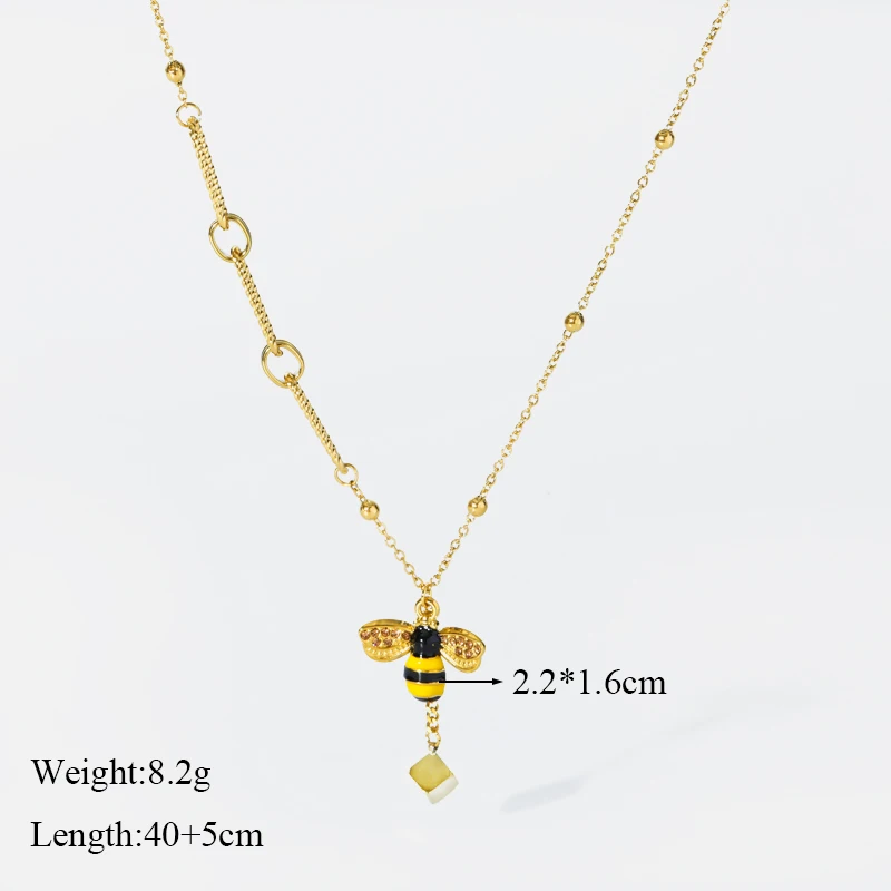 EILIECK 316L Stainless Steel Cute Little Bee Pendant Necklace For Women Girl Fashion Creativity Clavicle Chain Jewelry Gift New