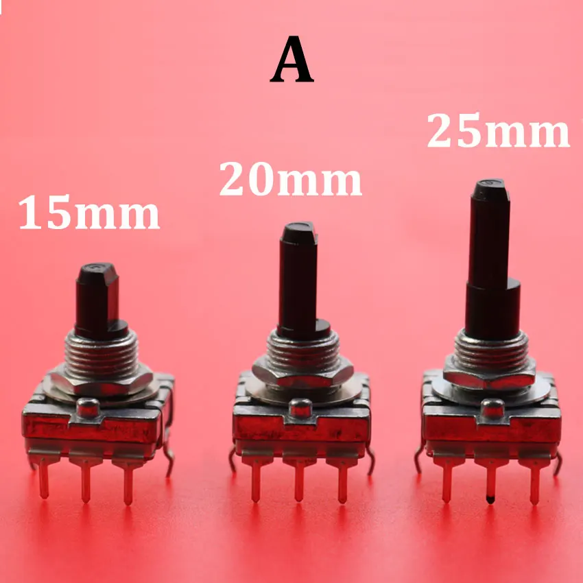 1pcs EC16 Type Rotary Encoder 24 Positioning Rumber 24 Pulse Number Sawtooth Shaft 15/20/25MM Digital Rotary Potentiometer 3Pin