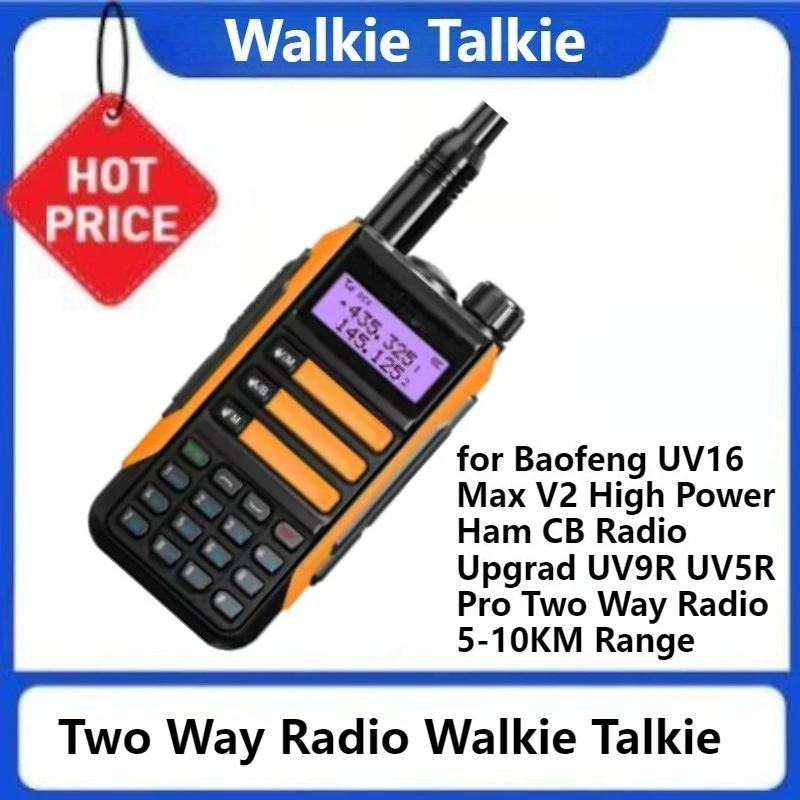 

IP68 Waterproof Walkie Talkie for Baofeng UV16 Max V2 High Power Ham CB Radio Upgrad of UV9R UV5R Pro Two Way Radio 5-10KM Range