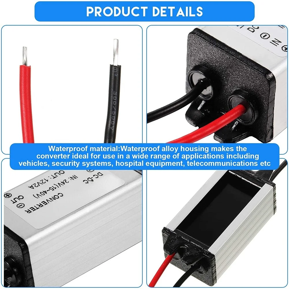 DC Buck Converter 24V to 12V 2A 24W Power Buck Converter Voltage Transformer Waterproof Regulator Reducer Module Power Supply